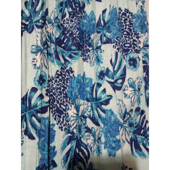 Jaclyn Smith Pants Ladies Large Teal Tropical Pull On Waist - Picture 4 of 7